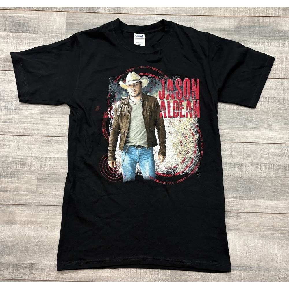 Jason Aldean 2012 Concert Band Tour T-Shirt Black Graphic Adult Size Small Euc
